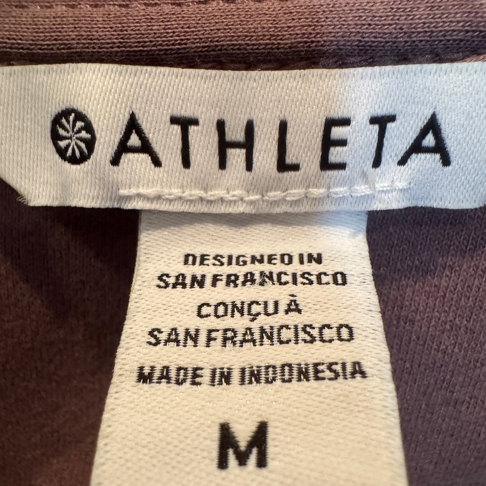 Athleta Women M Retroterry Wrap Sweatshirt Damask Mauve Knit Stretch Tie Active - Picture 4 of 7